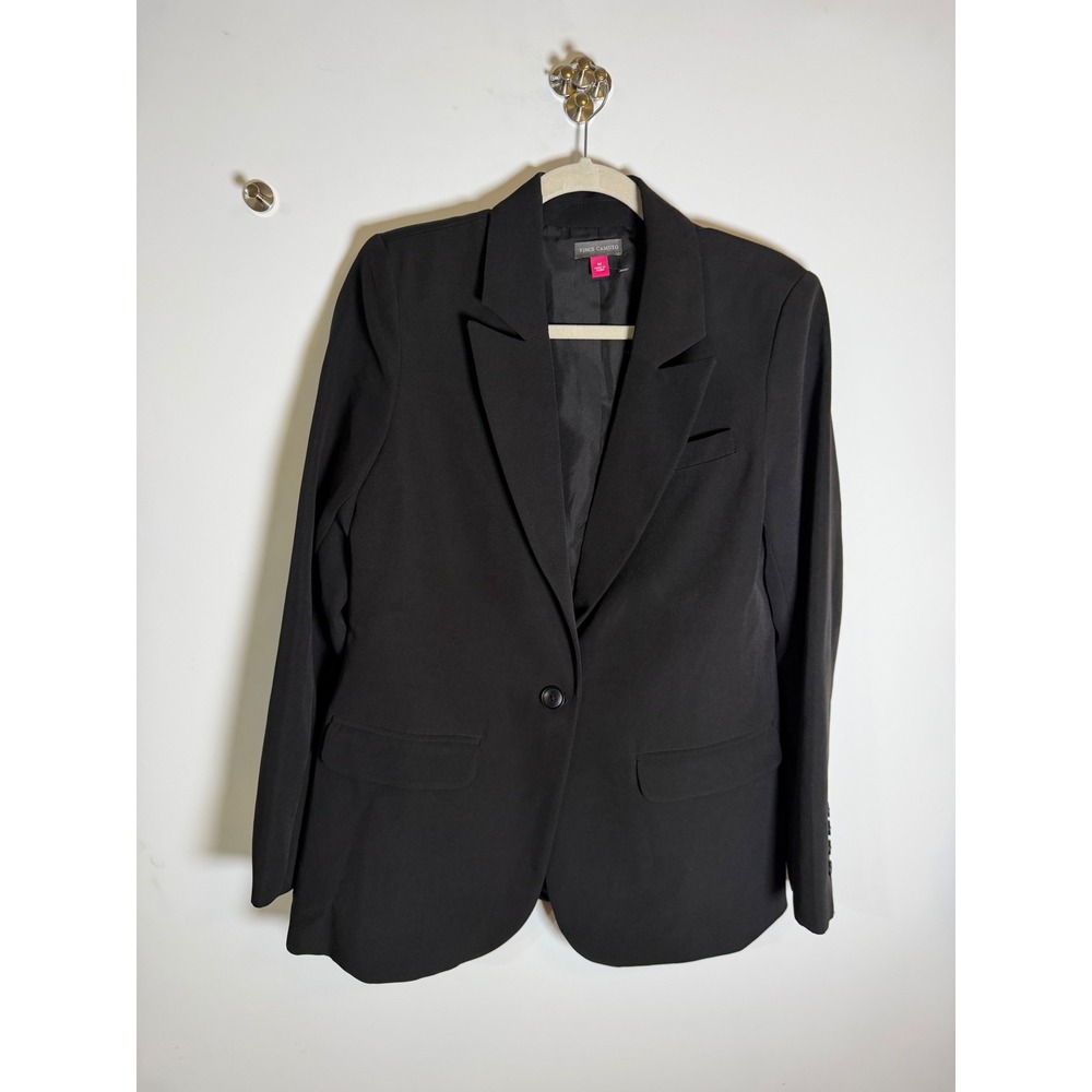 Vince Camuto Womens Black Single Button Blazer Jacket Size M V362948V (AS IS)